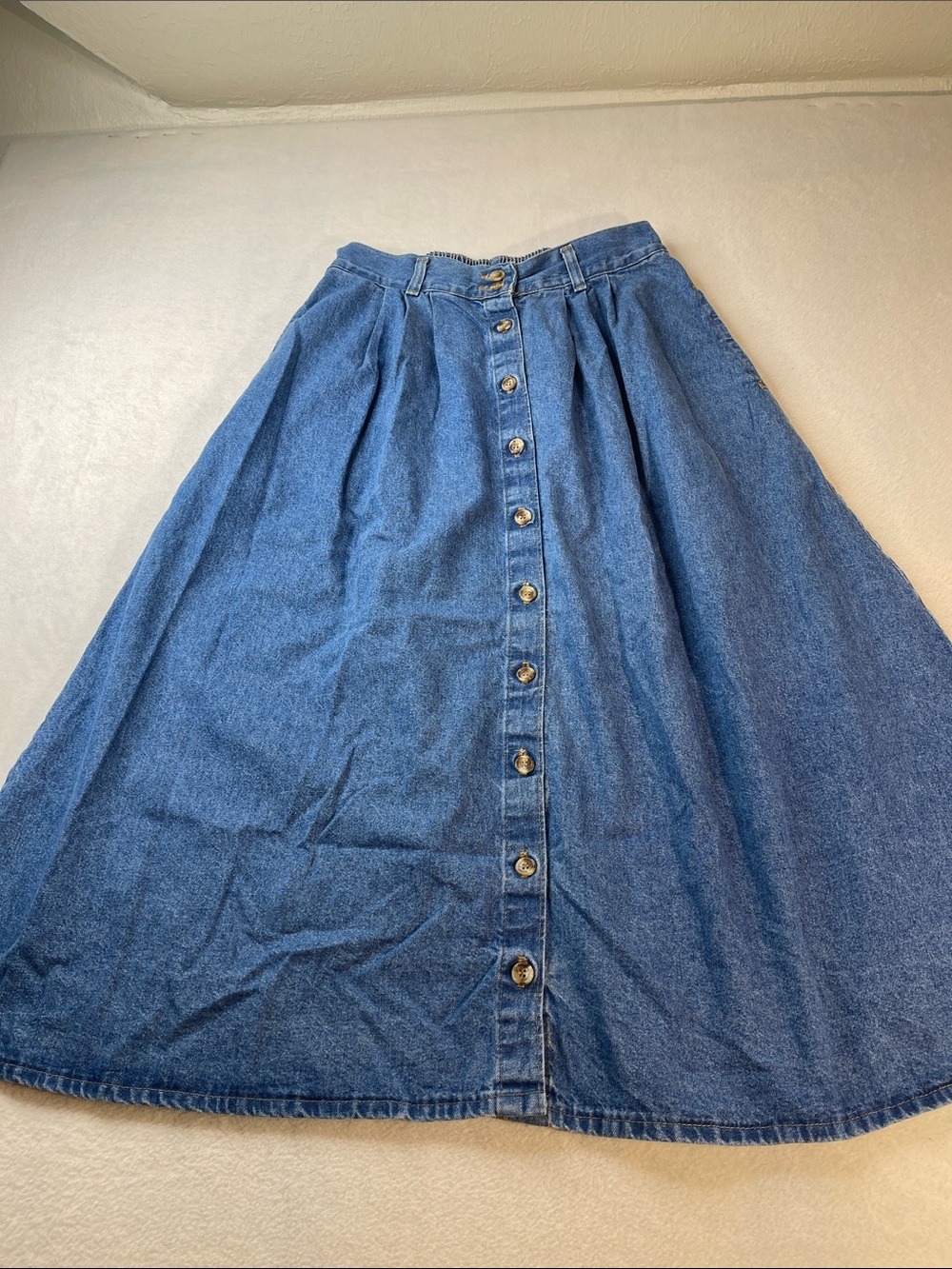 CABIN CREEK Blue Button-Front A-Line Denim Skirt WOMENS SIZE 14
